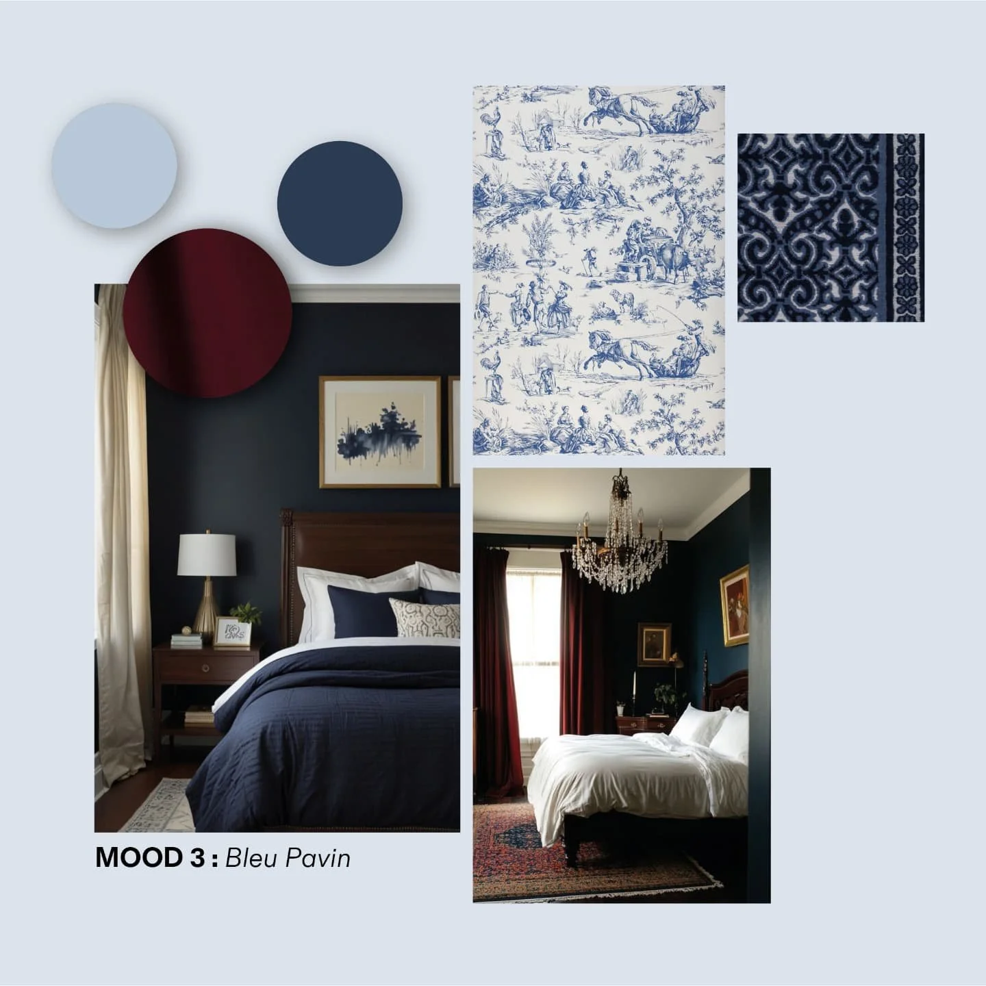 Lac incontournable du domaine du mont-dore, le lac Pavin nous  a inspir&eacute; par son bleu intense. Un bleu profond r&eacute;hauss&eacute; par des touches de pourpre donne &agrave; cette chambre une ambiance calme &amp; chaleureuse. La toile de jou