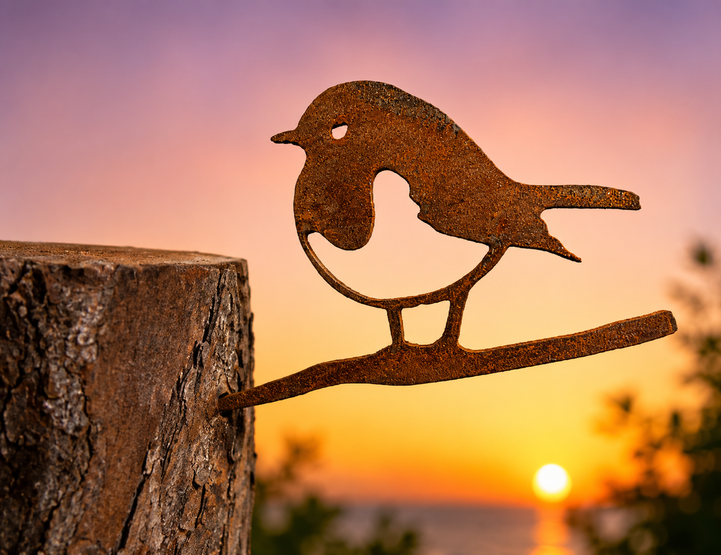 Baby Robin Twig Mini Metal Bird