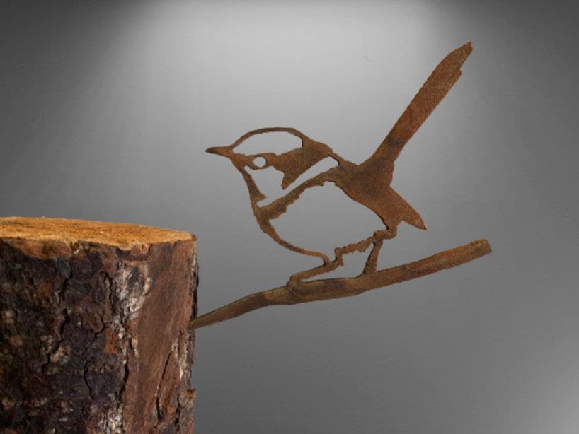 Rusty Wren Metal Bird Silhouette garden art