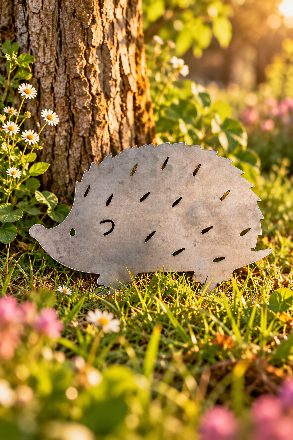 Rusty Hedgehog Metal Silhouette Garden Art