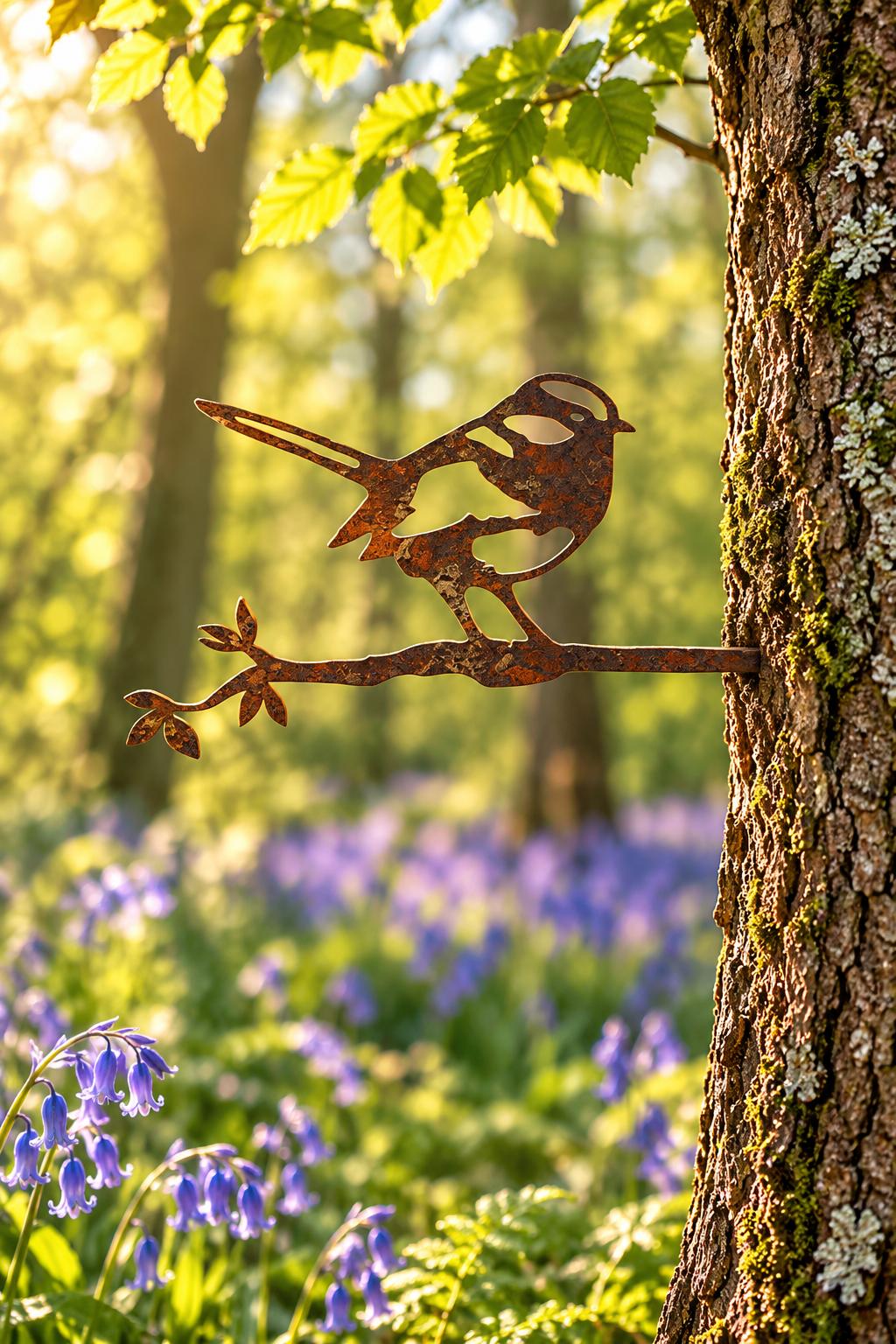 Blue Tit Garden Ornament – Metal Bird Silhouette