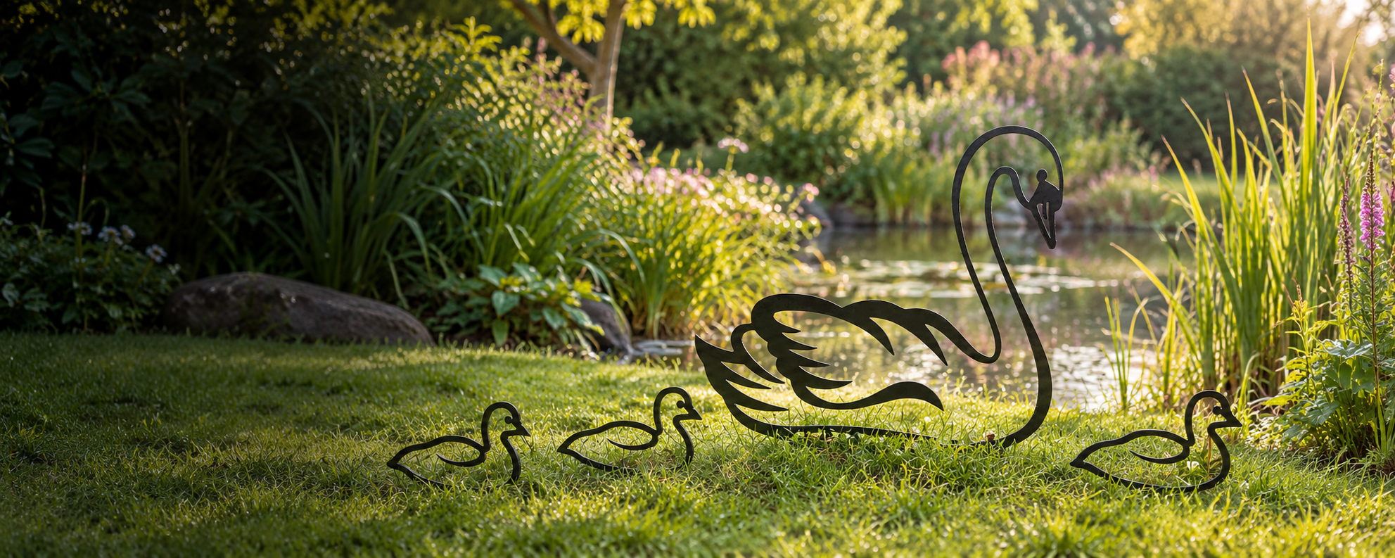 swan family with cygnets hero image large metal birds 1.png