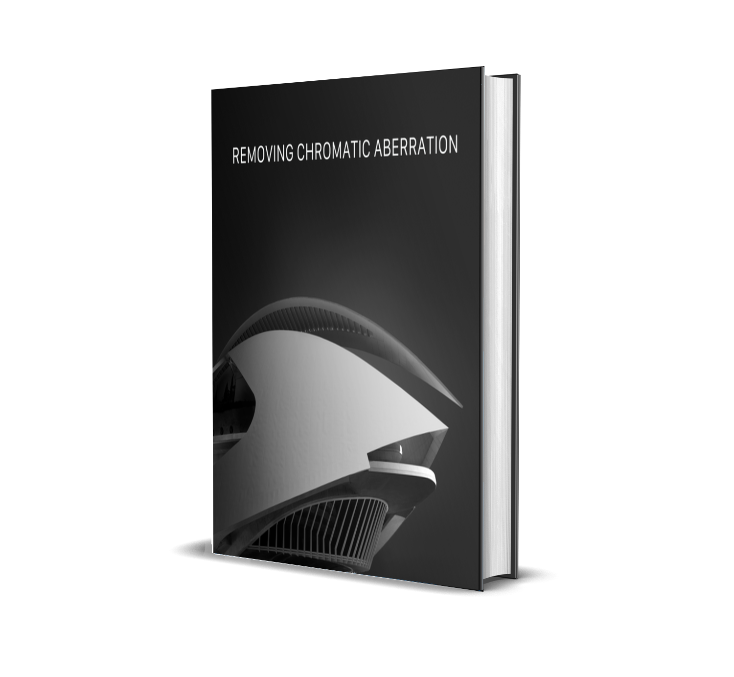 Book titled 'Removing Chromatic Aberration' with a black and white cover image of a modern architectural structure.