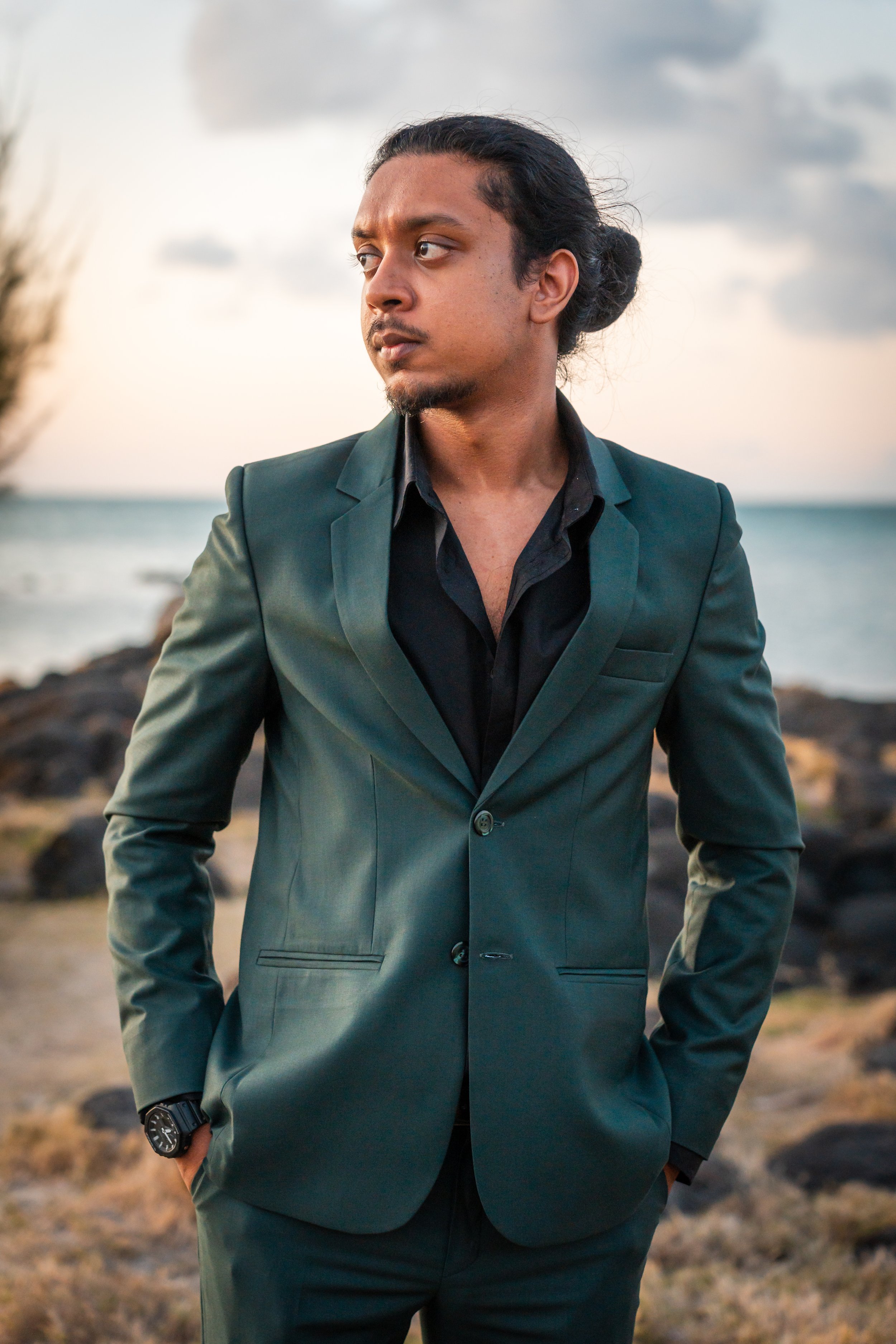 Beach sunset photoshoot at a great photo location at the beach in Mauritius