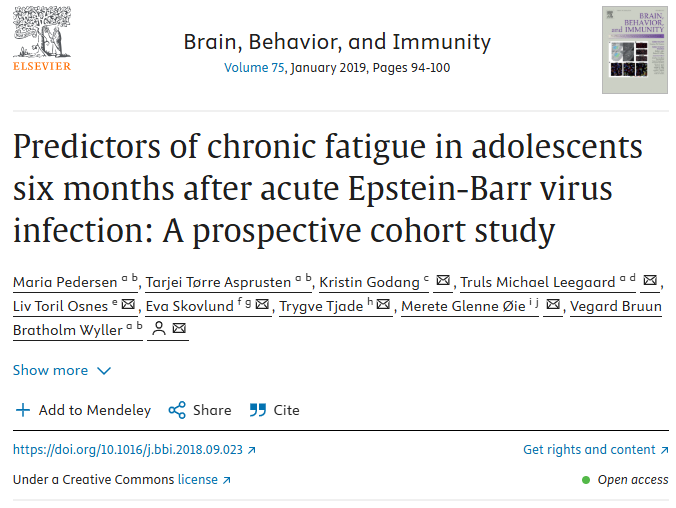 Predictors of Chronic Fatigue in Adolescents After Infection (scientific study)