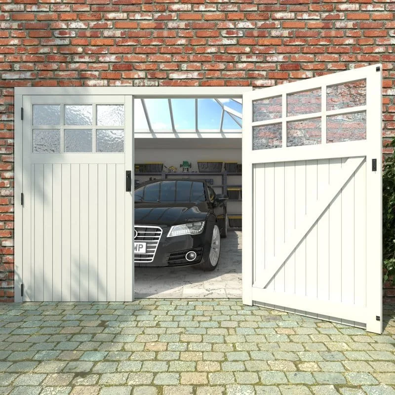 Glazed Side Hinge Garage Door White