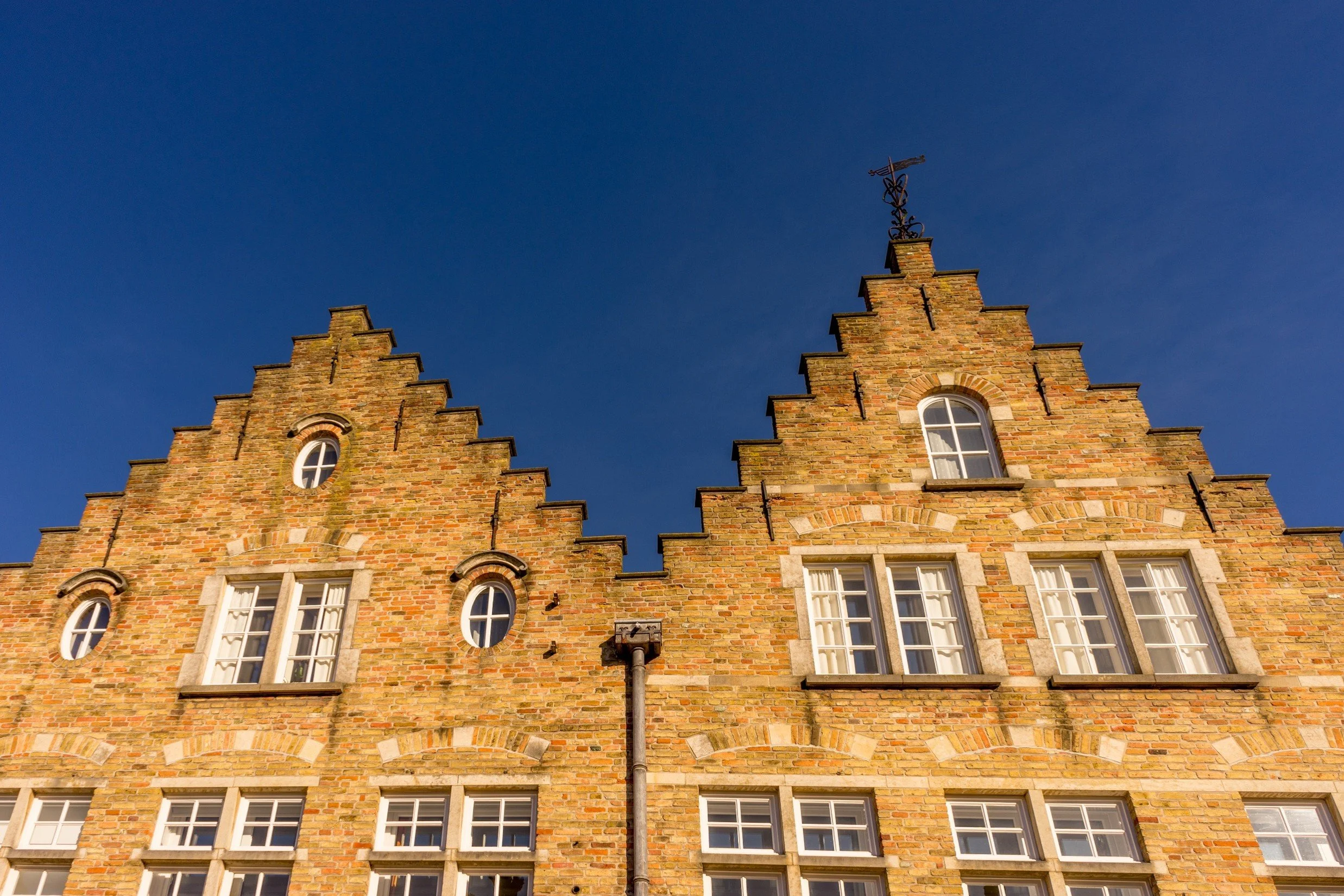 Low angle view of tradtitional windows on building