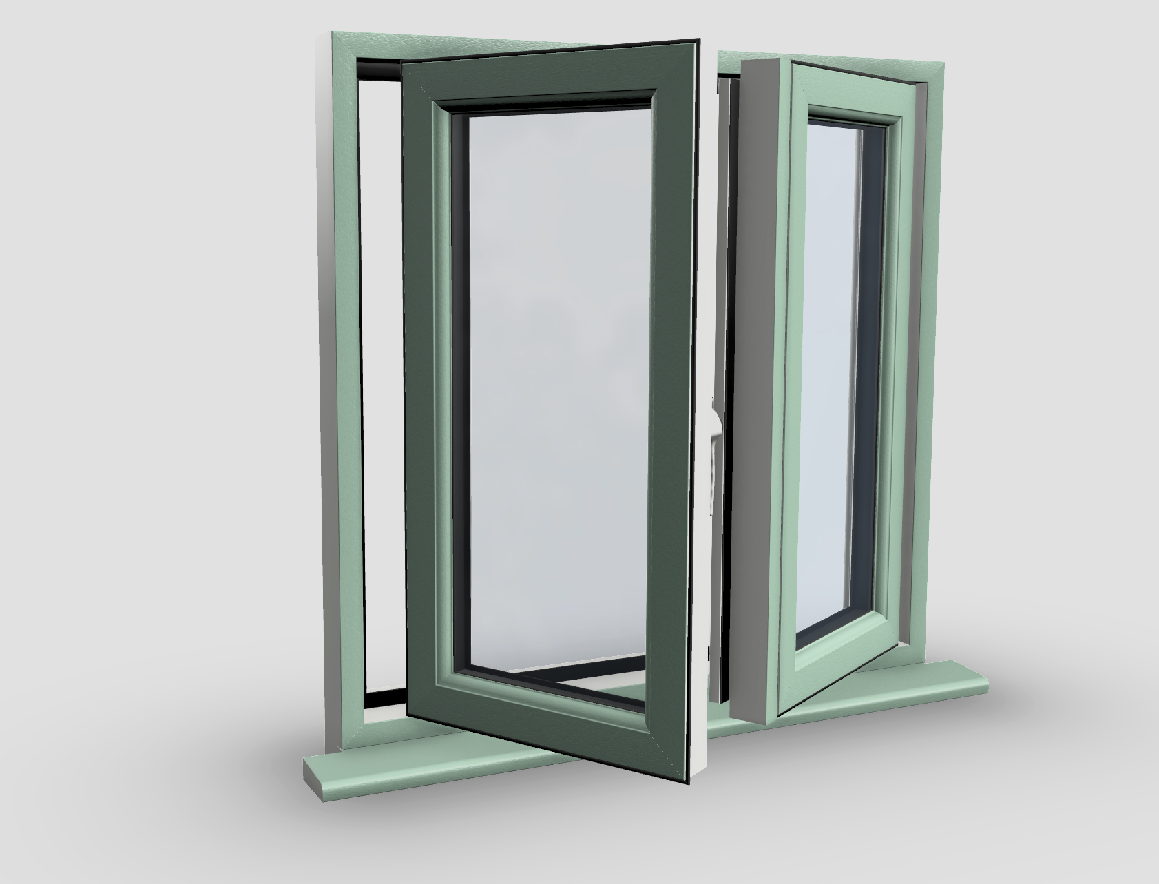 WindowCAD design of green UPVC window