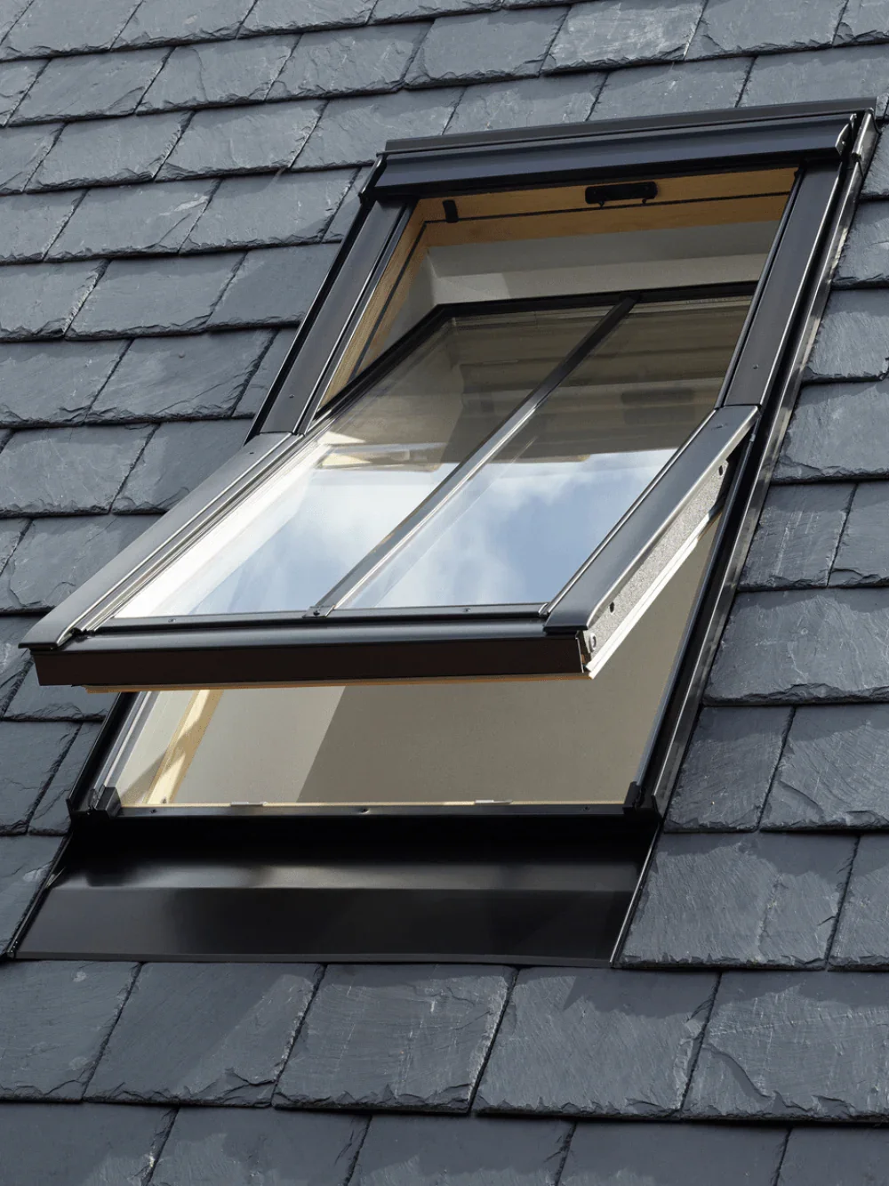 Velux window open on roof