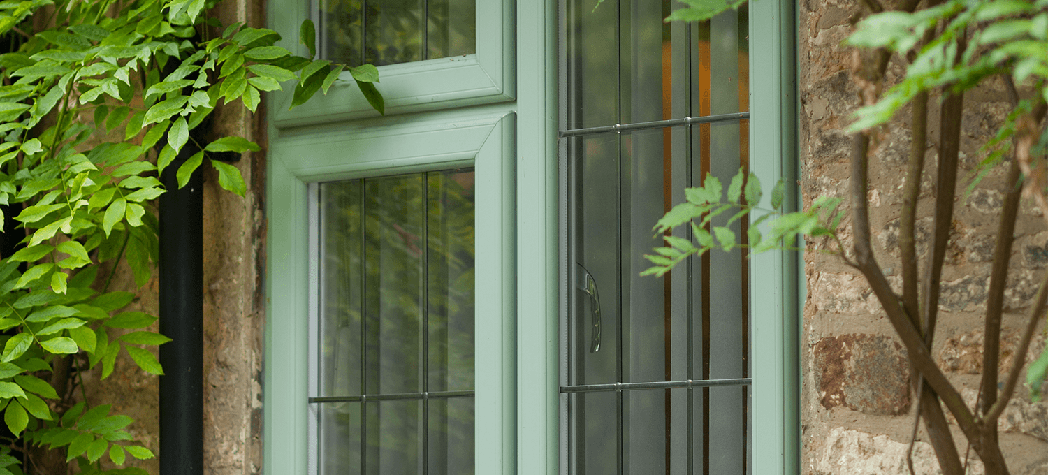 Sculptured Traditional Wood Effect Chartwell Green UPVC window Casement Designer