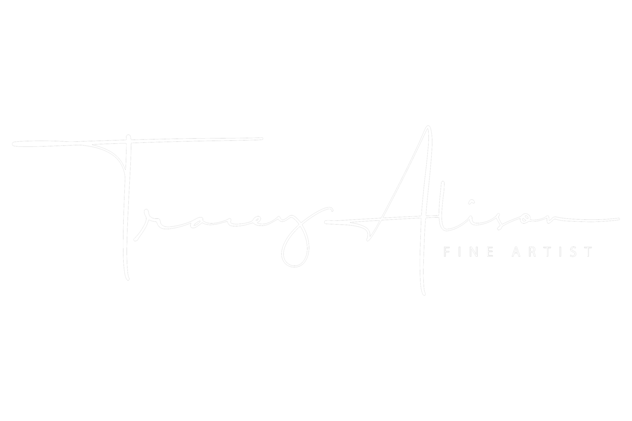Signature logo with text 'Tracey Alison' in white cursive font and 'FINE ART' in all caps small font below on a black background.