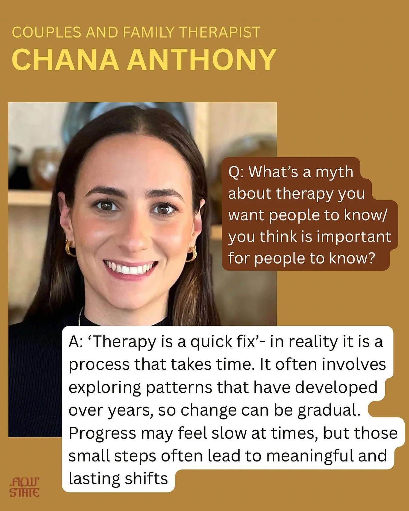 FAQs with our relationship and family therapist Chana!! 

Be wary of anyone offering something quick when it comes to therapy. The true nature of progress and growth happens over time, gradually, in order to really have a lasting impact. 

Chana help