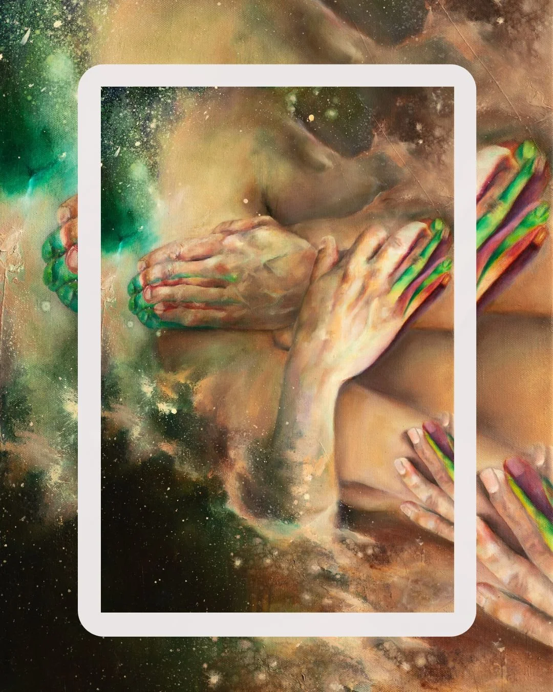 &ldquo;Intervowen&rdquo; &mdash; a quiet universe, where touch becomes language and and connection turns into meaning 🫧

 ✨ Oil Painting, on Canvas, 40x60cm