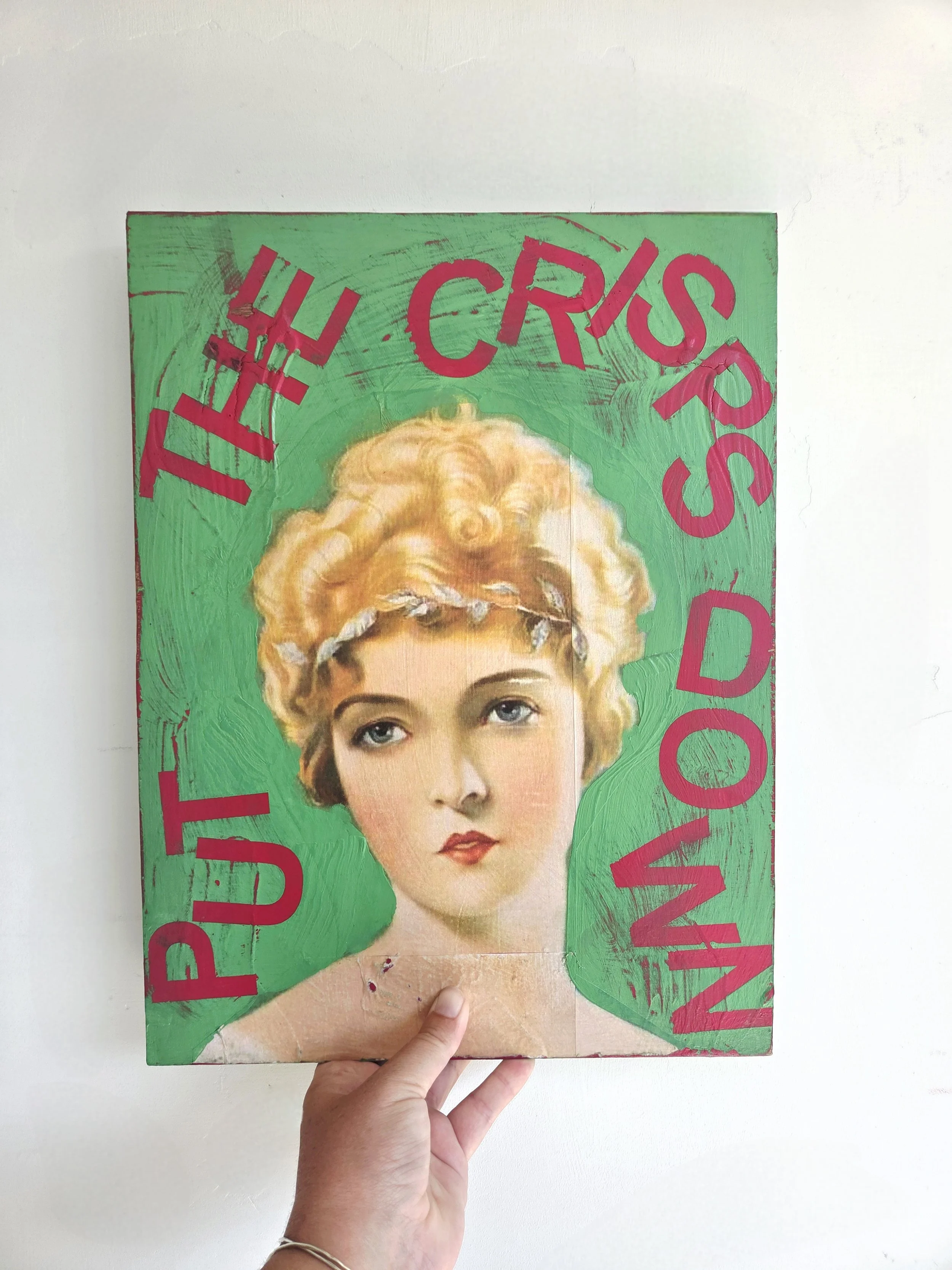 Small Funny Wall Art Portrait 'Put The Crisps Down'
