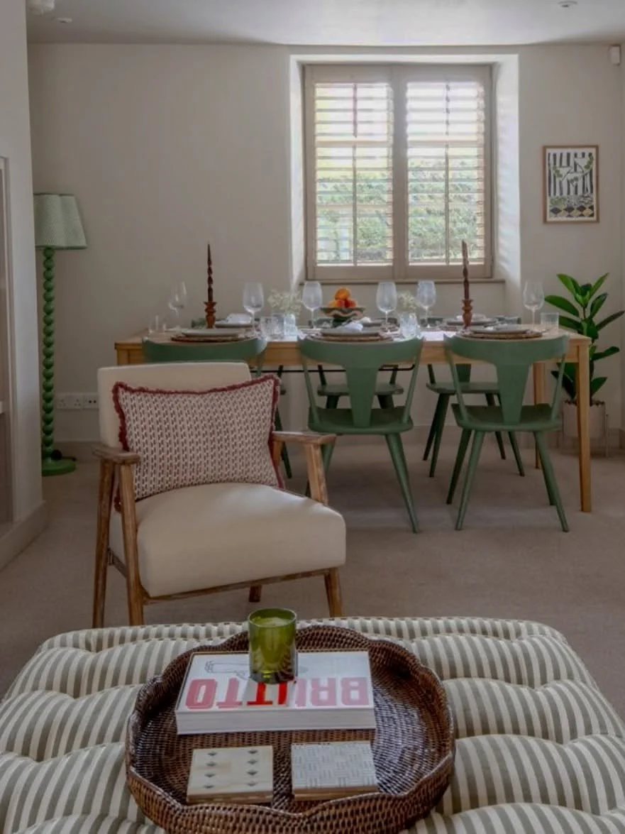 A moody angle of the dining room in Project Stow. This table is incredible and can be extended to seat 10 people or reduced down to 4! A perfect, flexible option for an AirB&amp;B. 

If you would like to discuss ideas you have for your home, please g