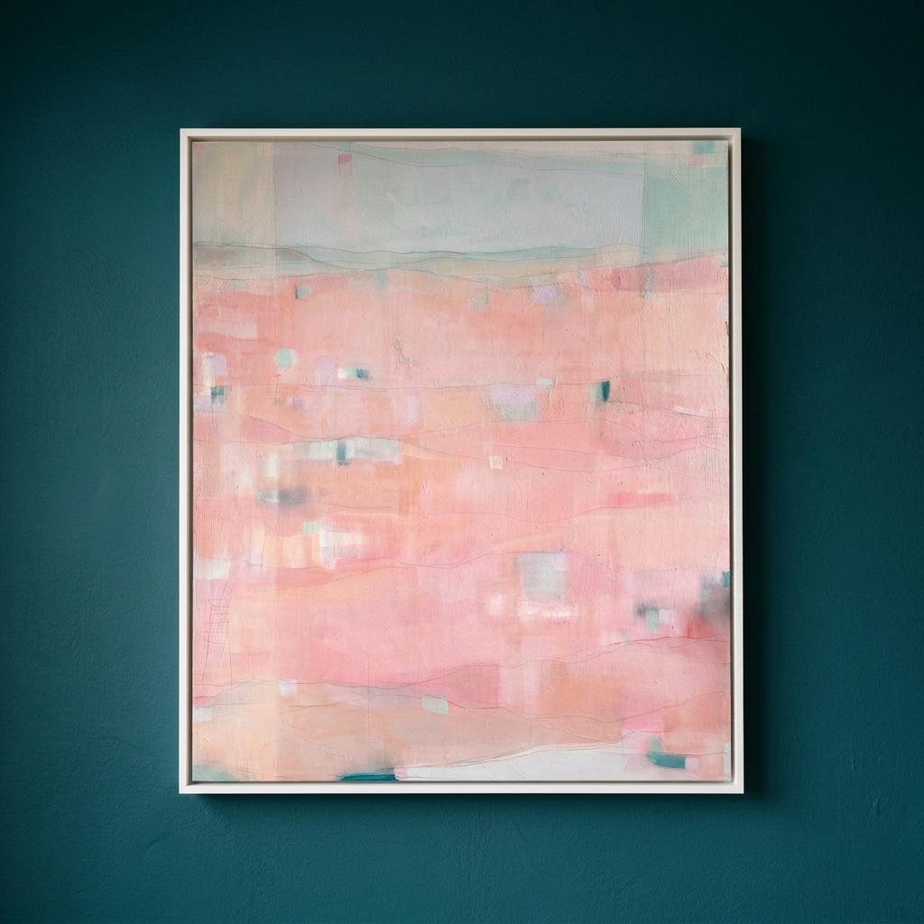 Strata Heart (120x100cm, acrylic on canvas, white wood framed)