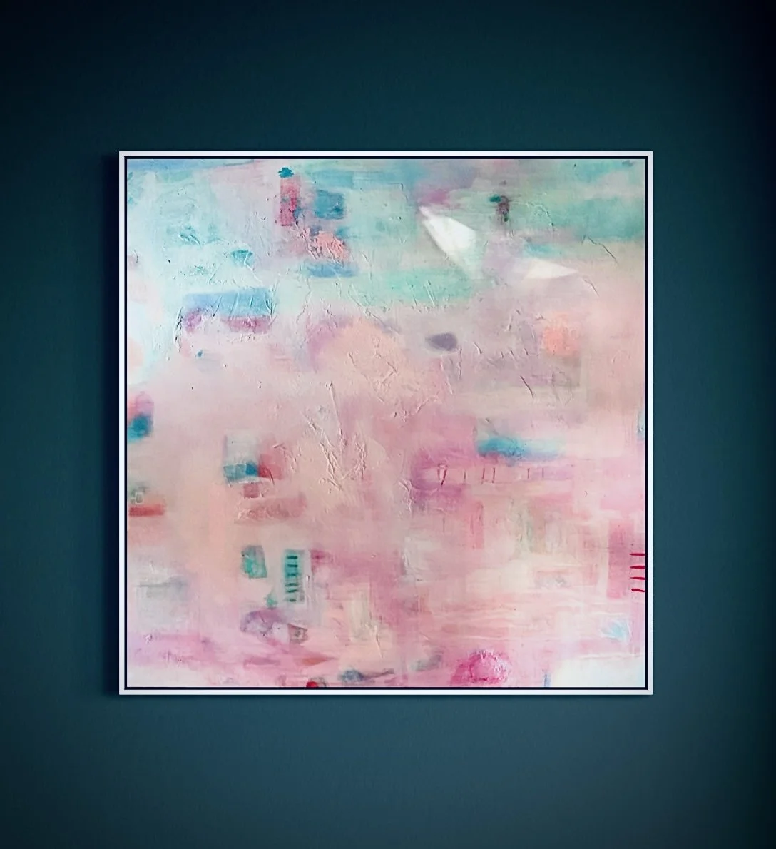 Float (100x100cm, acrylic on canvas, framed)