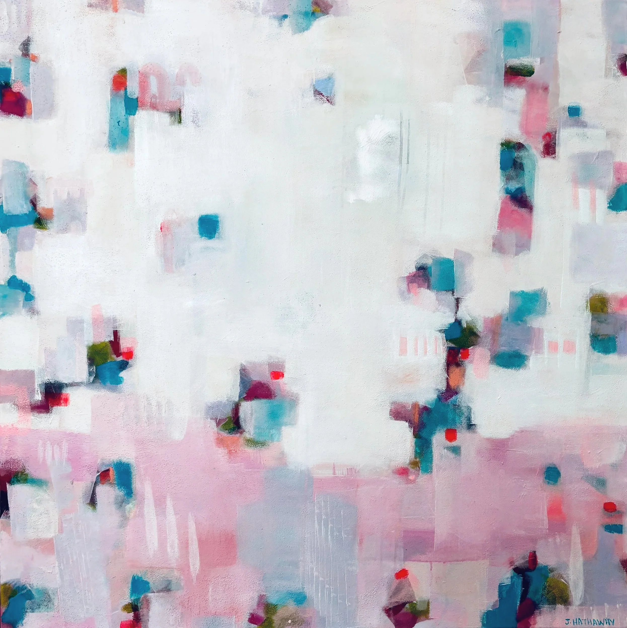 DREAM-SET (110x110cm, acrylic on canvas, white wood FRAMED)