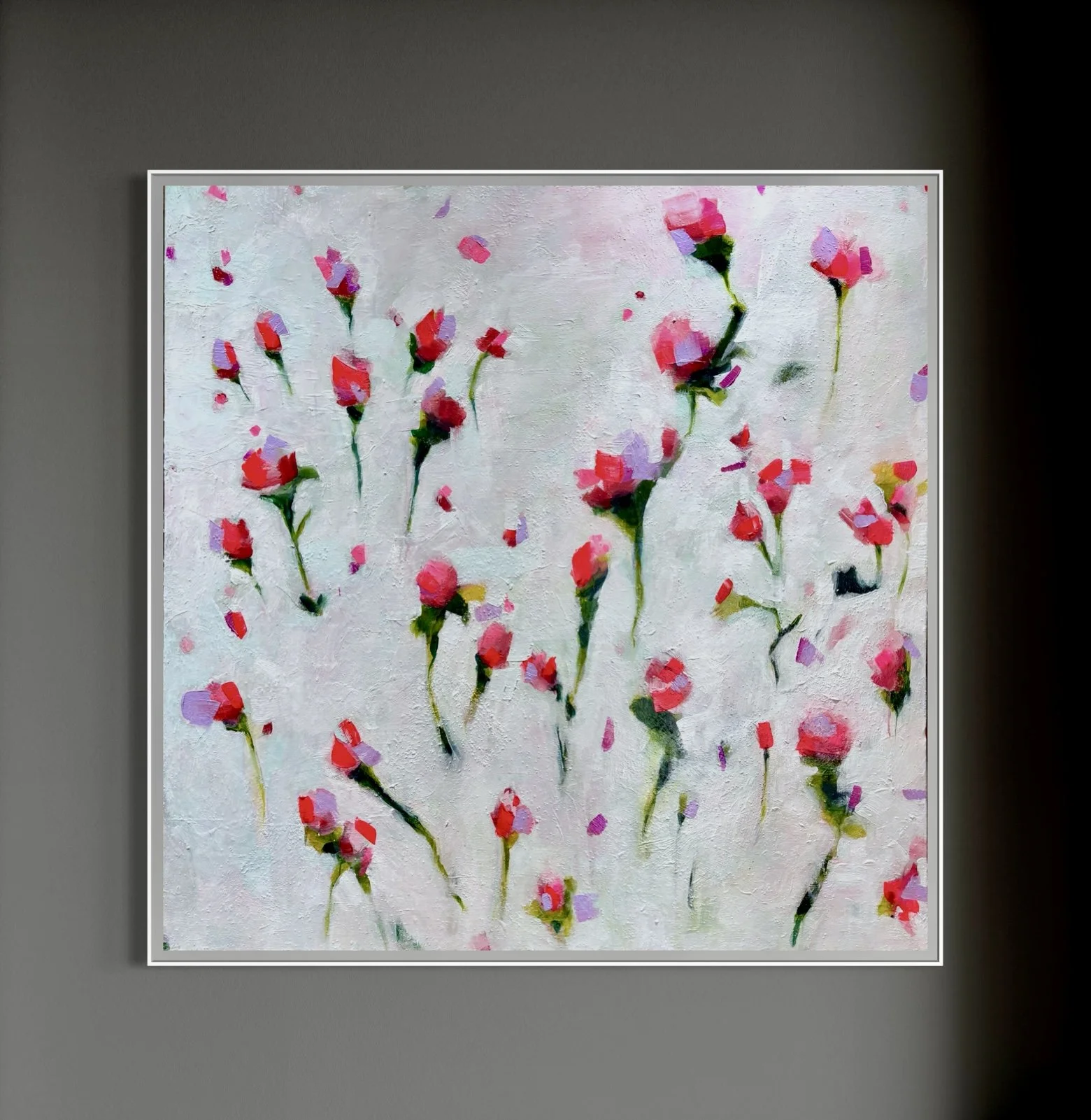 Love Hopes (100x100cm, acrylic on canvas, white wood framed)