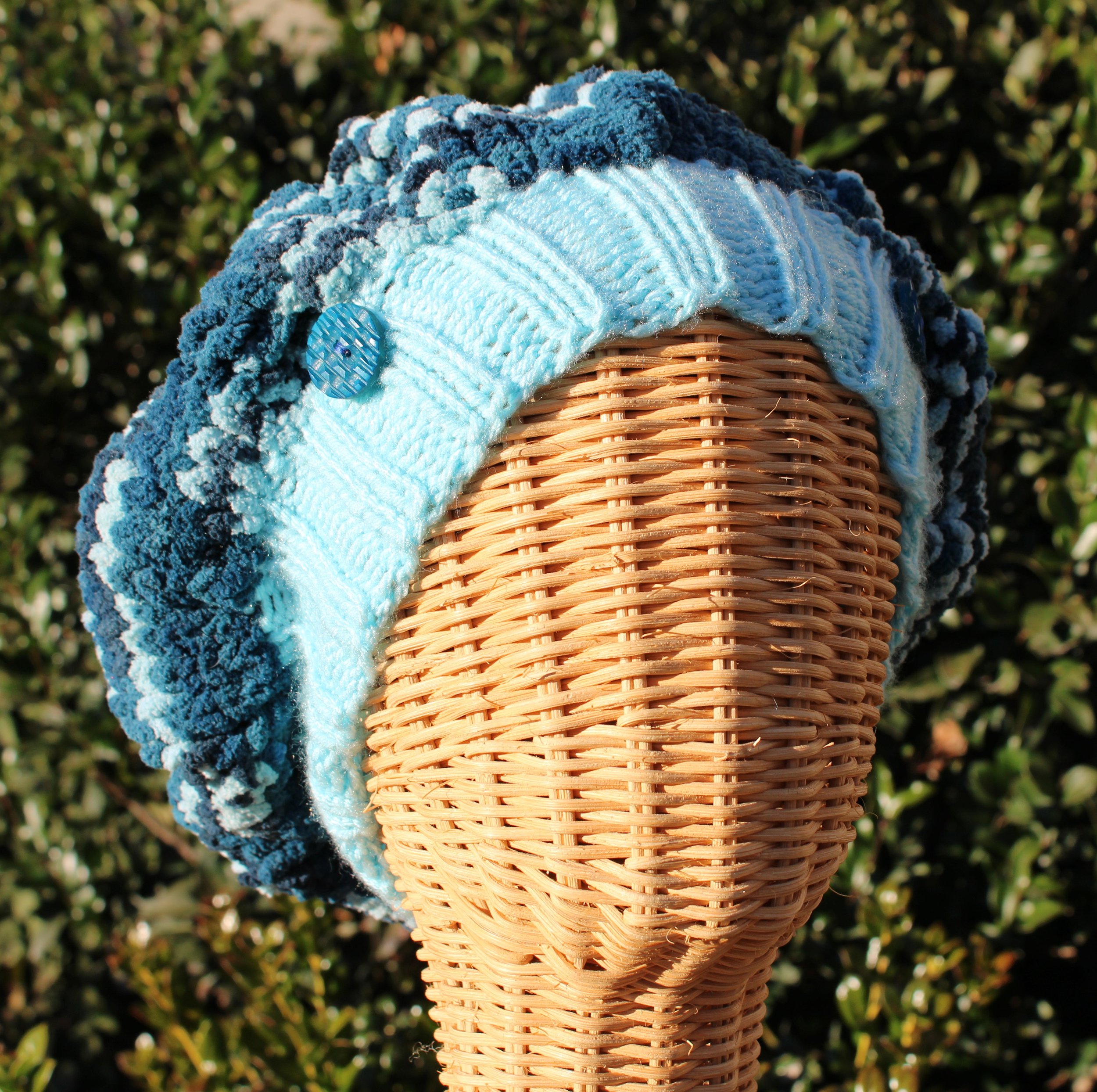 Turquoise Knit Floppy Beret Hat - Adult Medium
