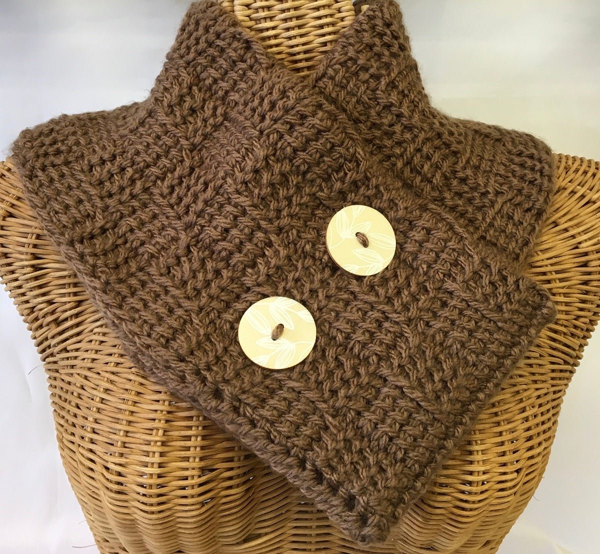 Large Double Brown Tunisian Crocheted Neck Warmer