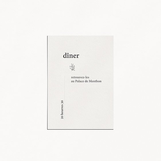 Dîner Minimalist verso