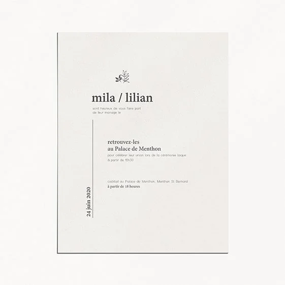 Faire-part Minimalist verso