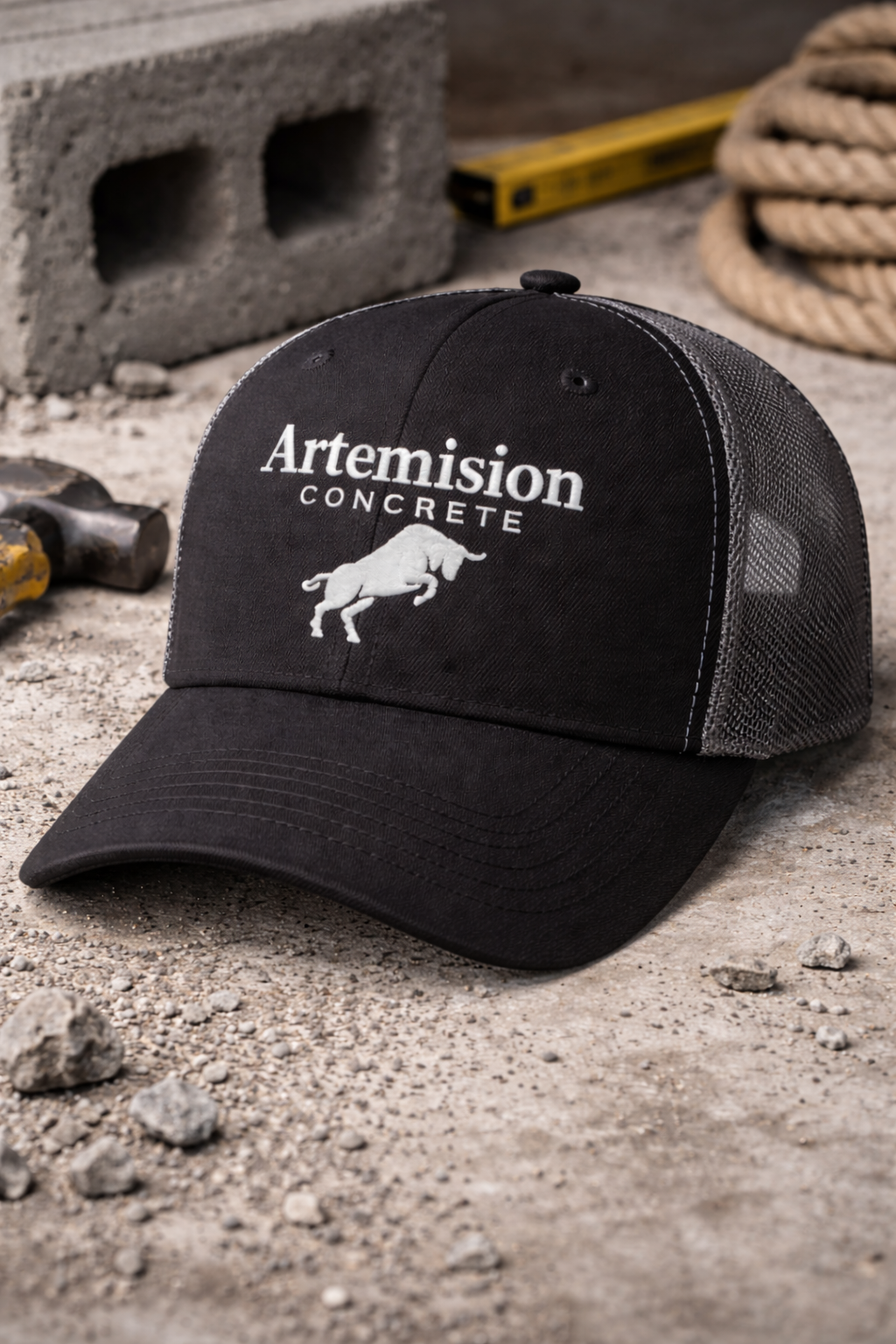 Artemision Concrete Trucker Hat (Black & Black/Grey)