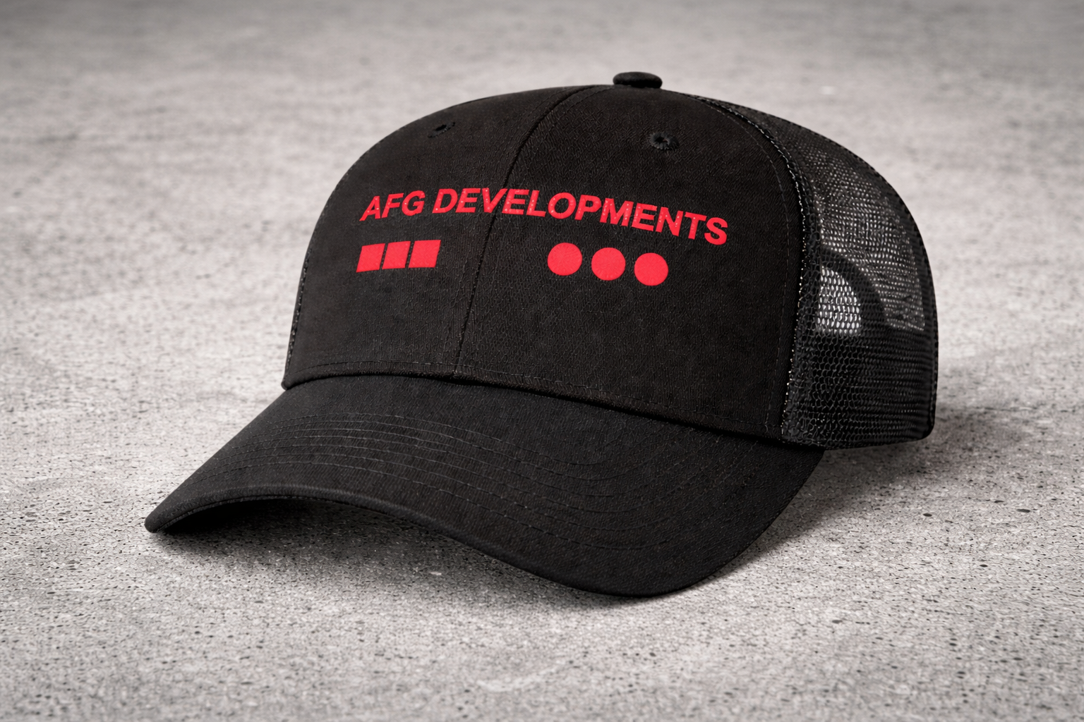 AFG Developments Trucker Hat (Black & Black/Grey)