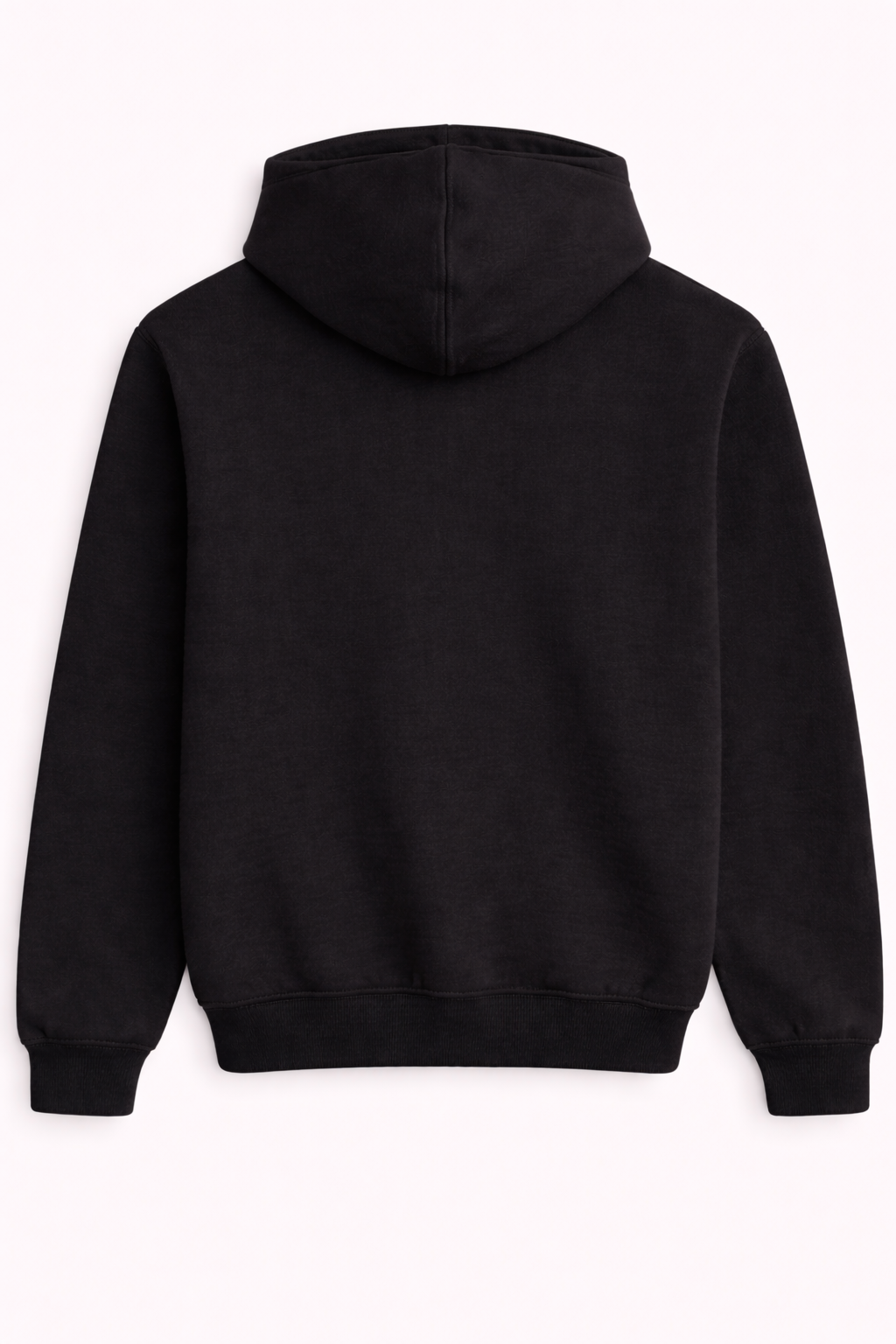 Black hoodie on light pink background.png
