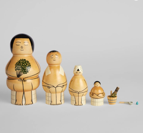 <a target="_blank" rel="noopener noreferrer"  href="https://salakauppa.fi/product/sauna-family/">Sauna Nesting Dolls</a>