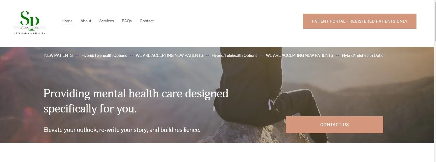 Southpointe Psychiatry & Wellness - created website to highlight their launch of their business