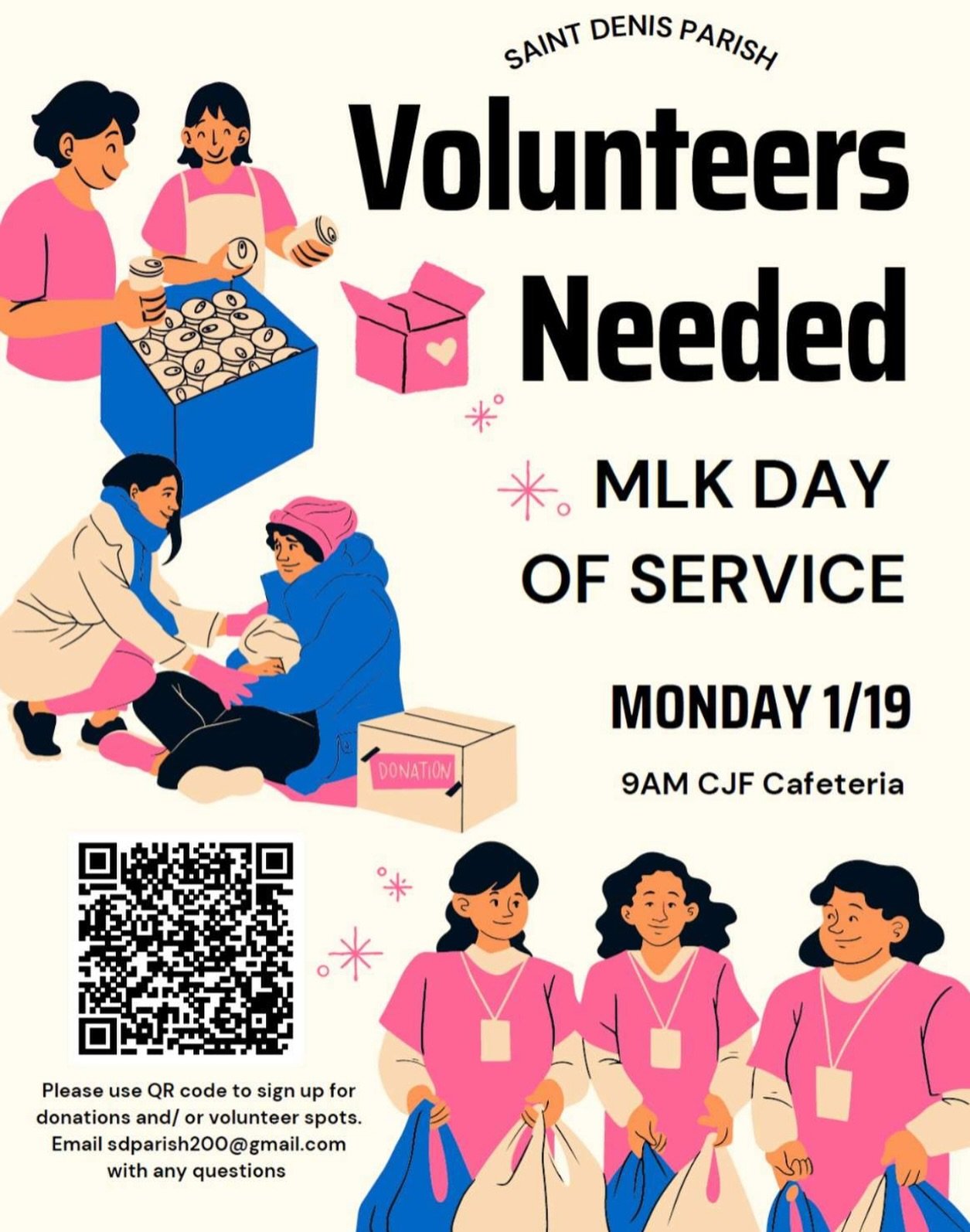 Join in at St. Denis on 1/19 for a morning of service in honor of MLK day!