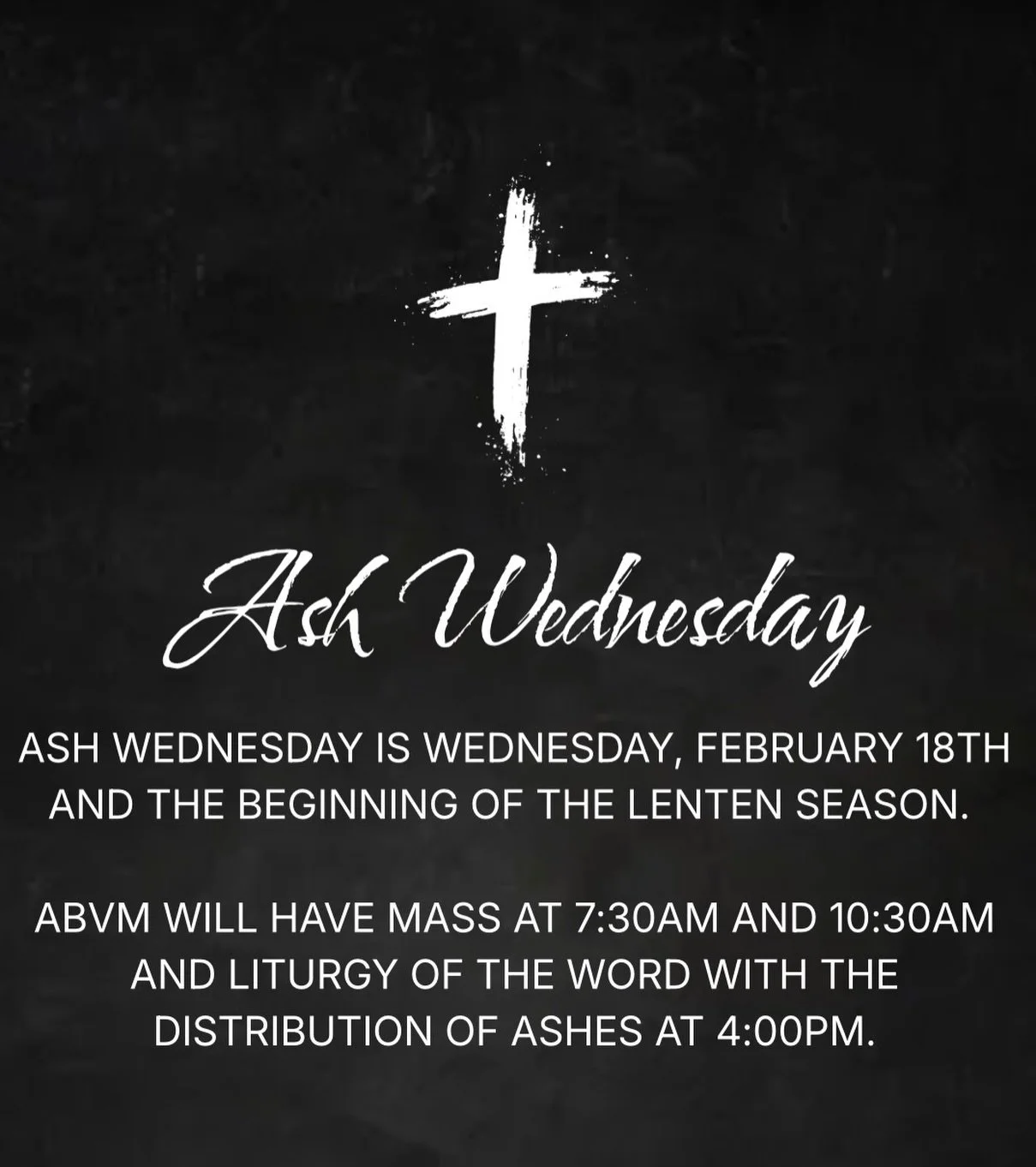 Ash Wednesday ABVM ✝️