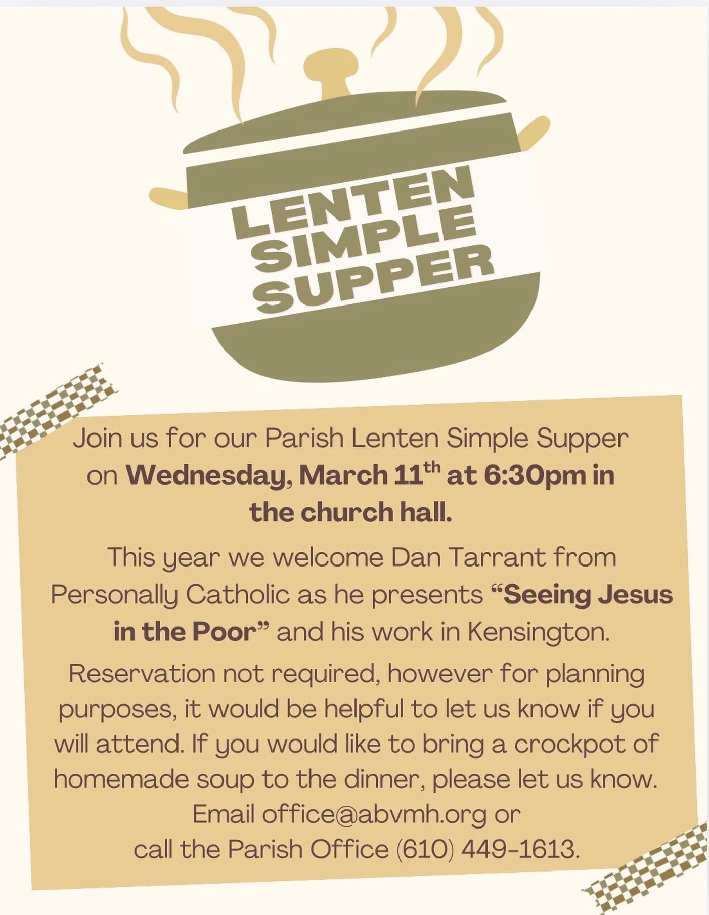 Remember- TONIGHT IN THE CHURCH HALL!!! 🥣