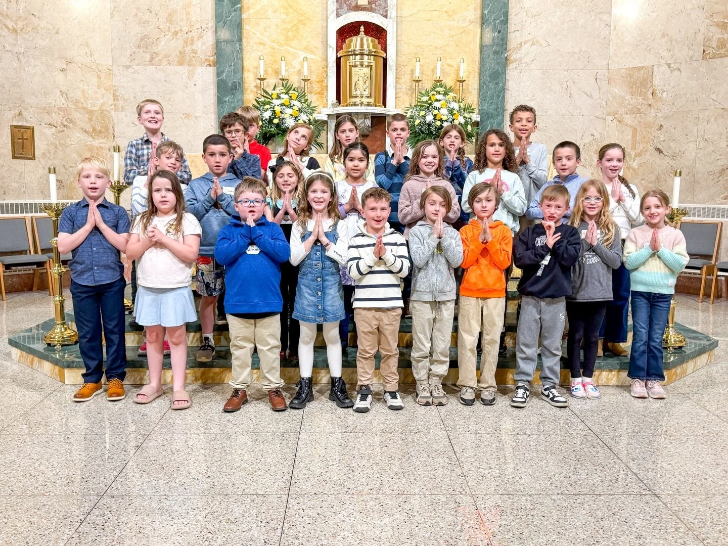 Our First Communicants gathered together over the weekend in preparation for their sacrament on May 2nd!  They were hard at work on their chalice craft, competitively engaged &ldquo;fishing for answers&rdquo; in their bible trivia and enjoying Mass b