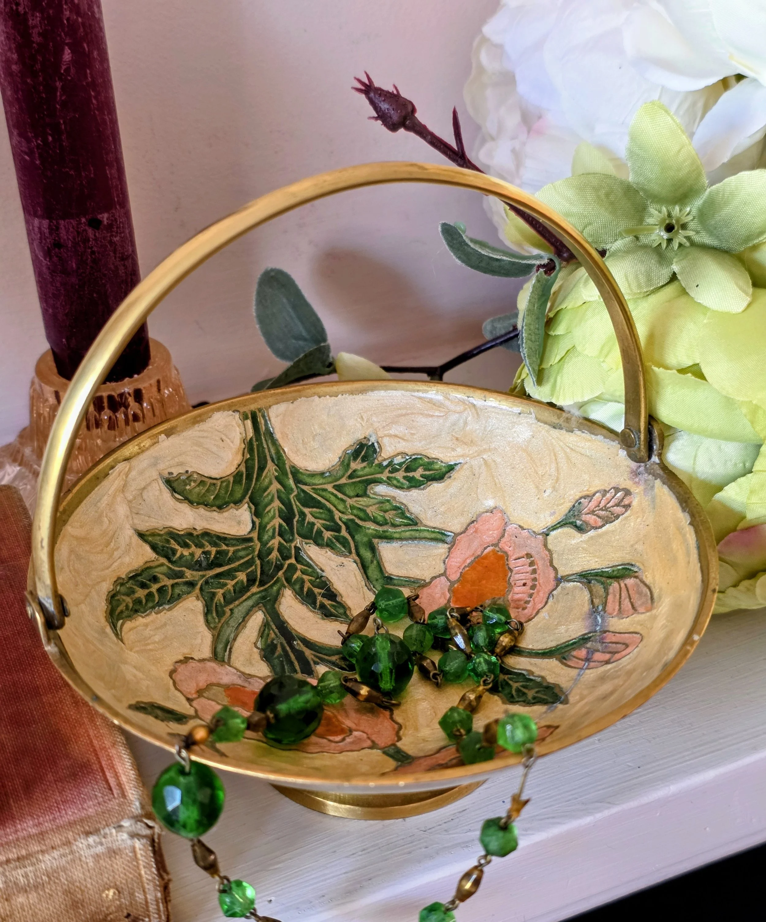 Vintage Brass and Enamel Trinket Dish