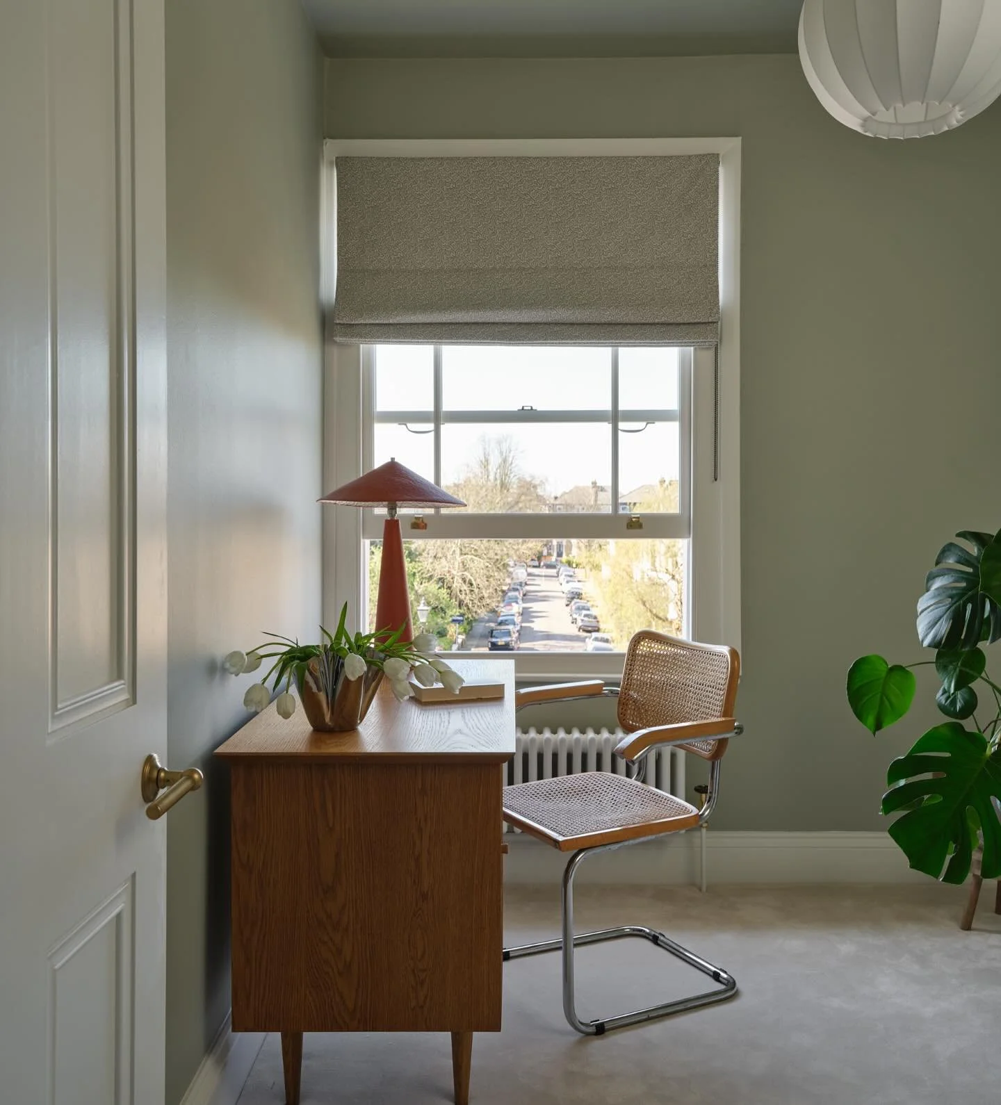 HILLY VIEWS | Tucked away on the top floor, with the best people watching views out 👀 on to the streets below. A quiet space for our client to work and reflect. 

A vintage mid-century desk, a Marcel Breuer chair paired with a beautiful @palefire_st