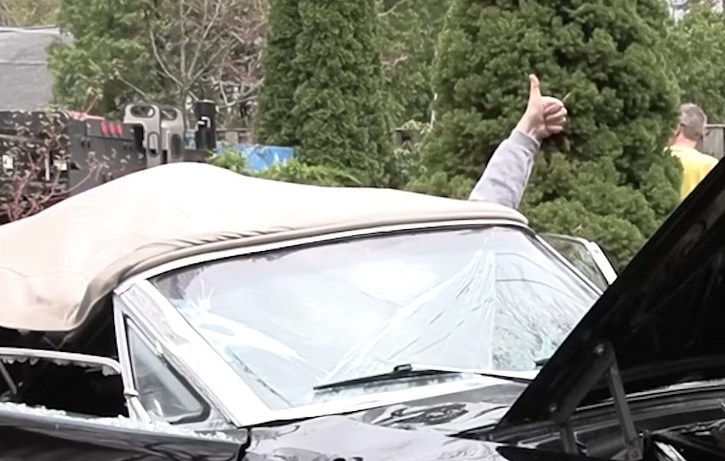 Rigging crew rescues 1965 Mustang from the ruins of a house fire
