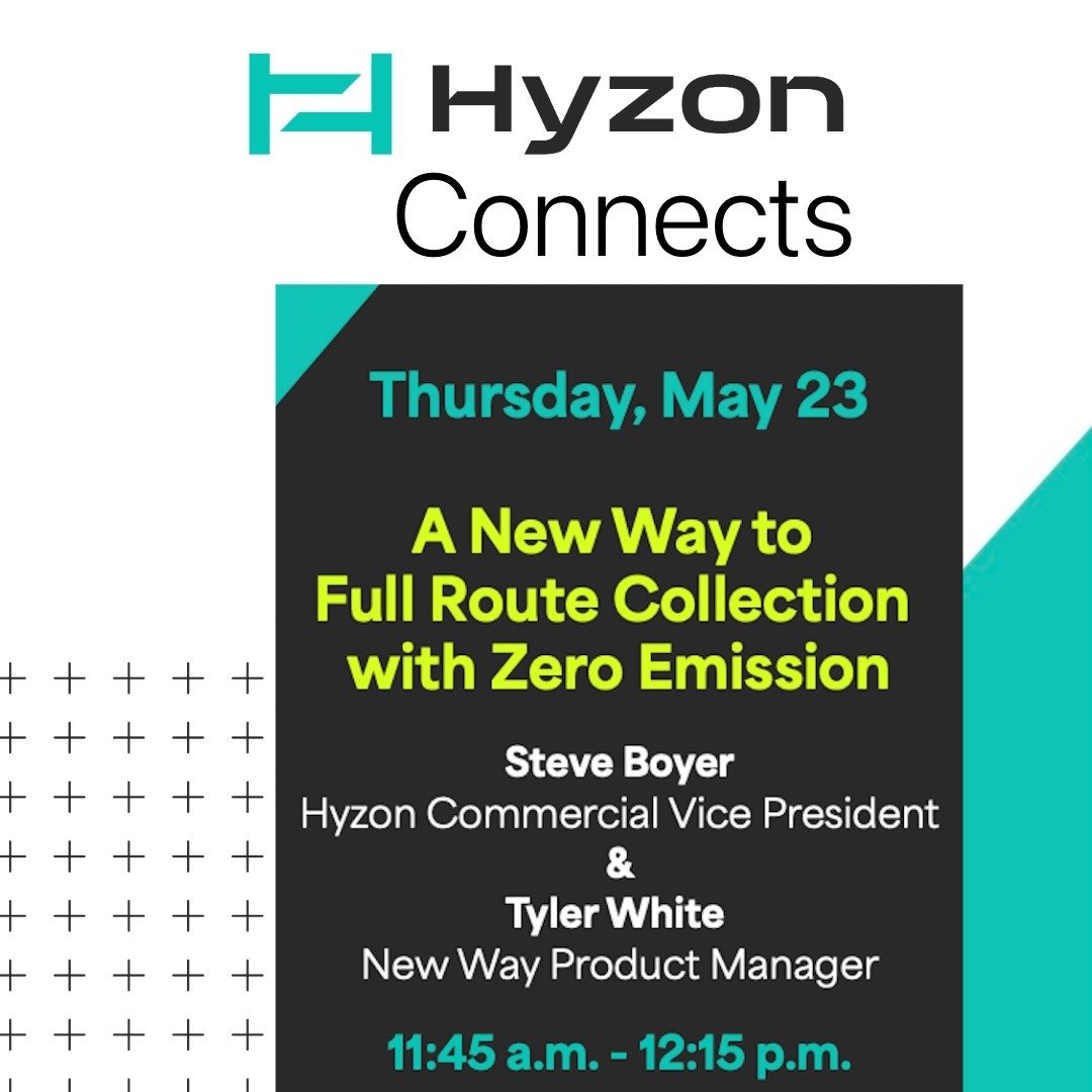 It&rsquo;s your last chance to catch Hyzon Connects at #ACTExpo &ndash; join us today as we explore &ldquo;A New Way to Full Route Collection with Zero Emission&rdquo; featuring Hyzon's VP of Commercial, Steve Boyer, and Product Manager Tyler White f