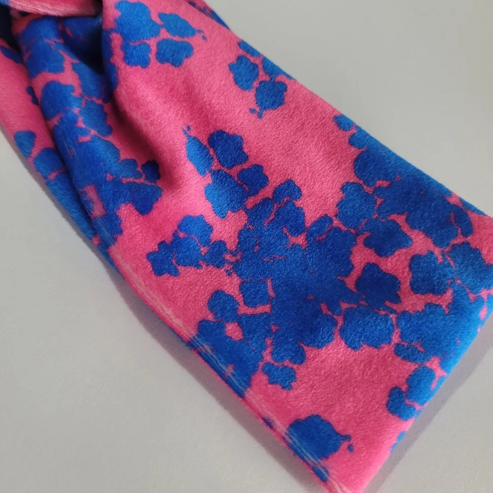 Stretch Velvet Headband Royal & Hot Pink