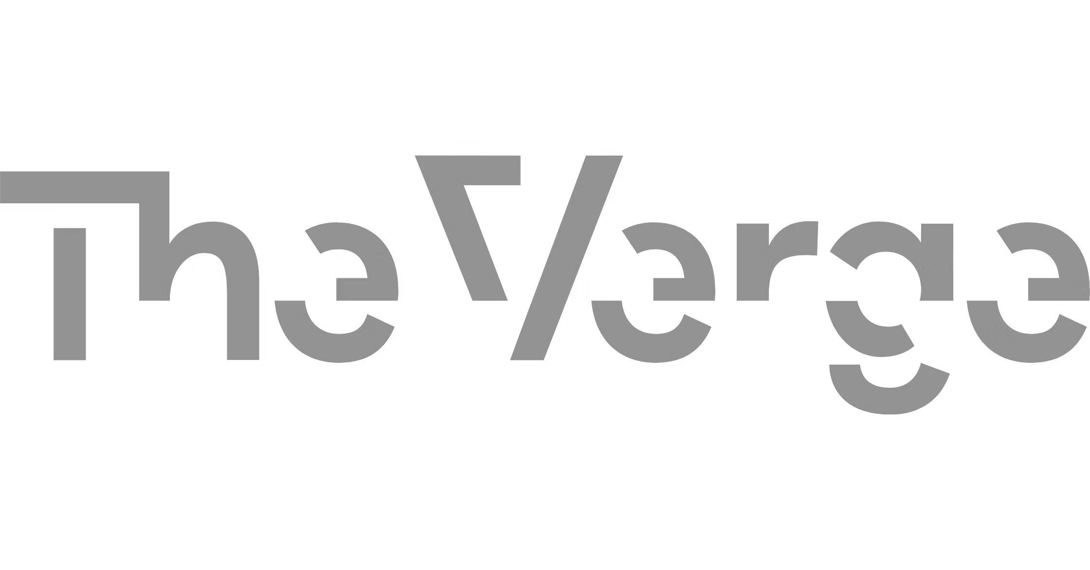 Text that reads ""The Verge" in lowercase and "/" and "verse" in larger font, stylized with overlapping and varying shades of gray.