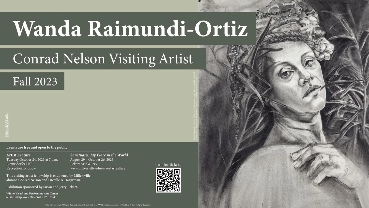 Promotional design for Eckert Art Gallery visiting artist series