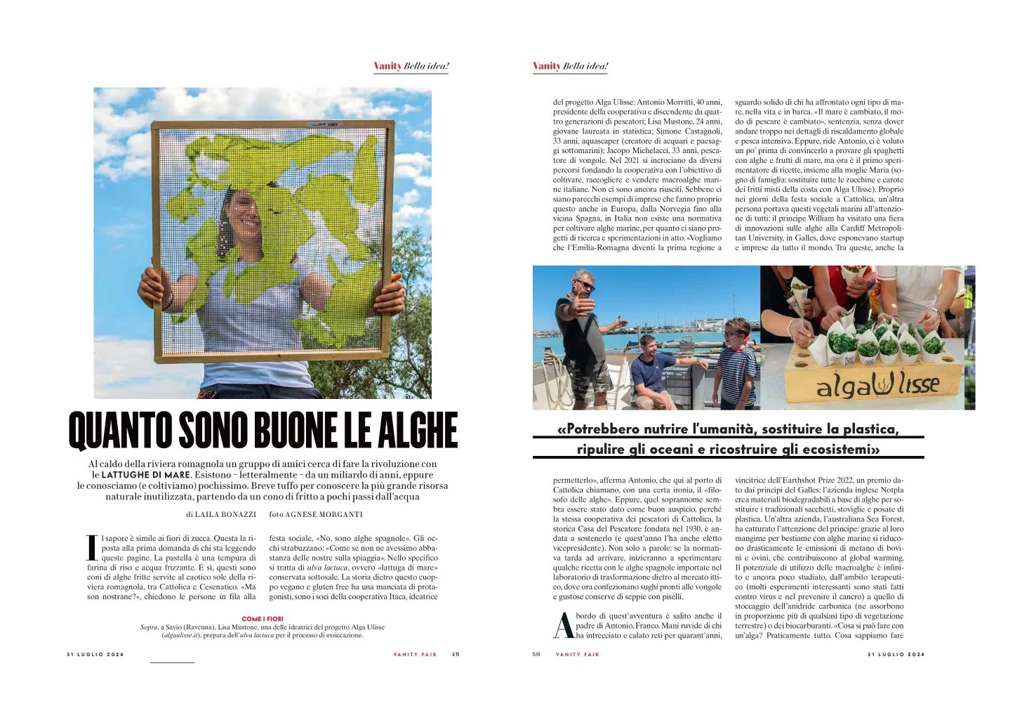 seaweed reportage published in vanity fair italia magazine by agnese morganti