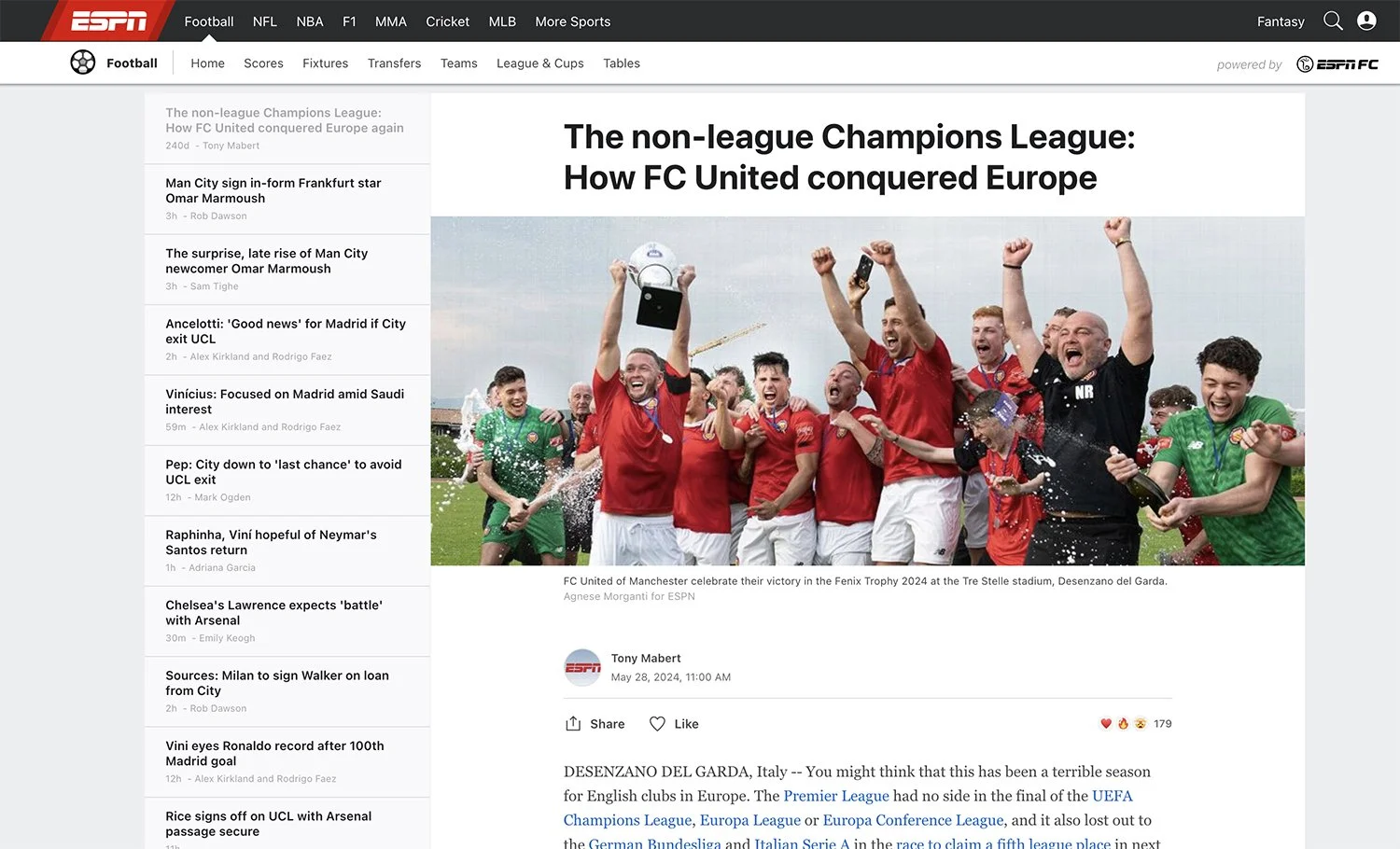 Agnese Morganti football reportage for ESPN
