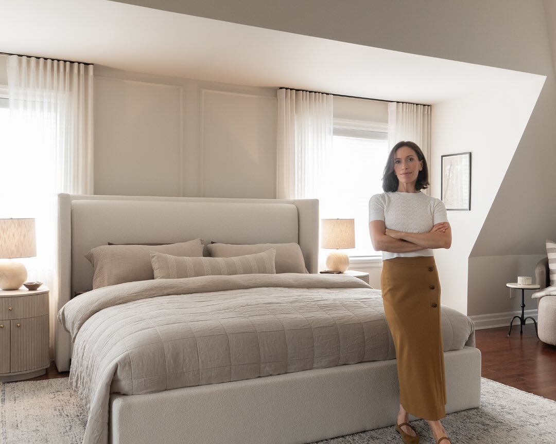 Welcome to the most calming master suite imaginable. The trick to working with a soft and neutral colour palette is layering a variety of textures to give depth and make it interesting.