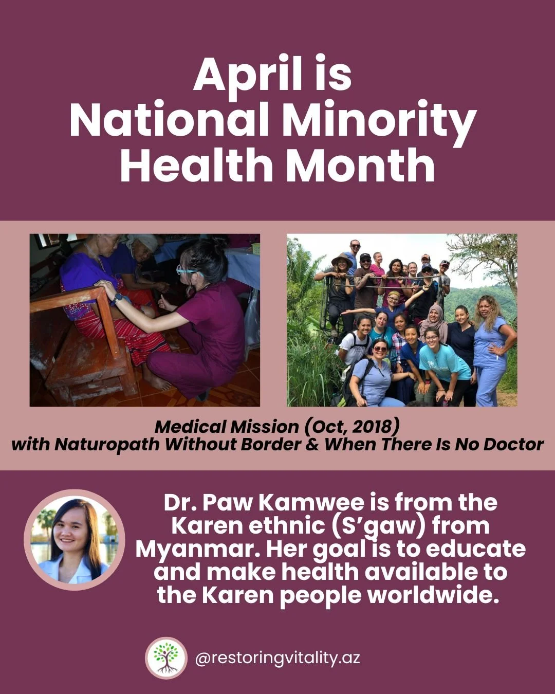 🗓April is National Minority Health Month
-
The GOAL:
&bull; Builds awareness about the disproportionate burden of premature death and illness in people from racial and ethnic minority groups.
&bull; Encourages action through health education, early 