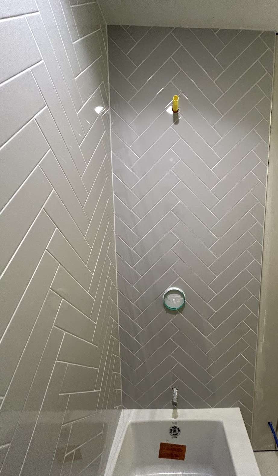 Herringbone Bath Surround Detail | Durham, NC