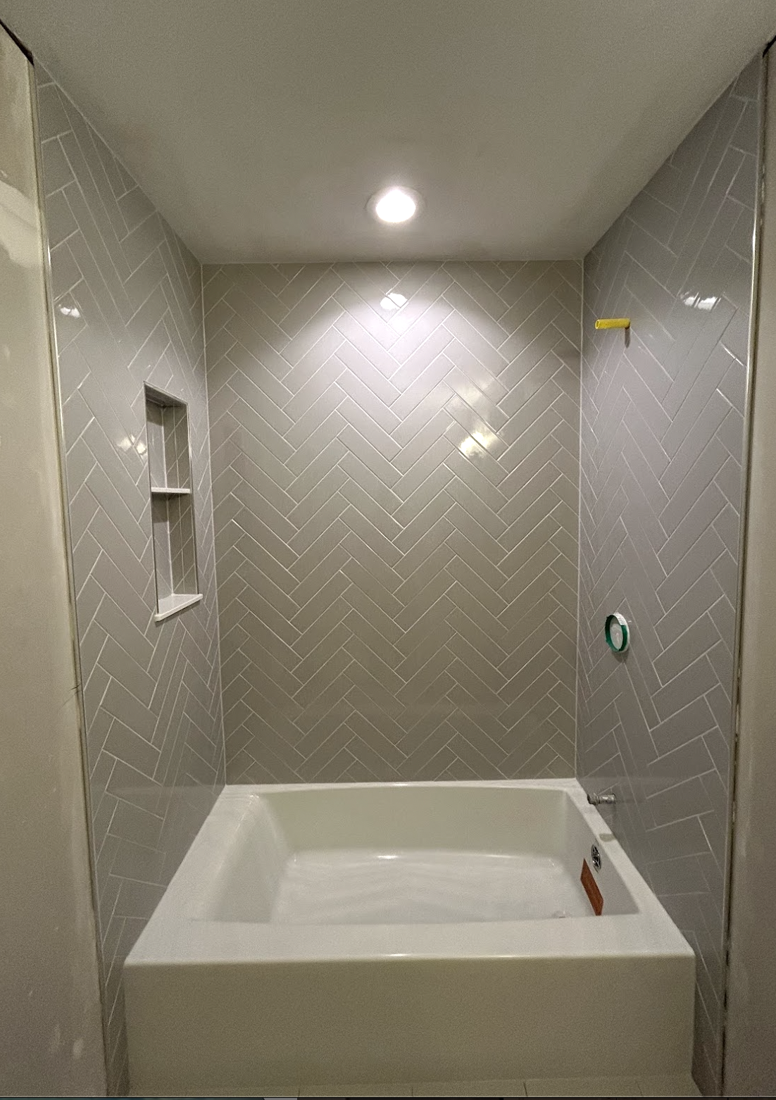 Guest Bath Herringbone Tile Installation | Durham, NC