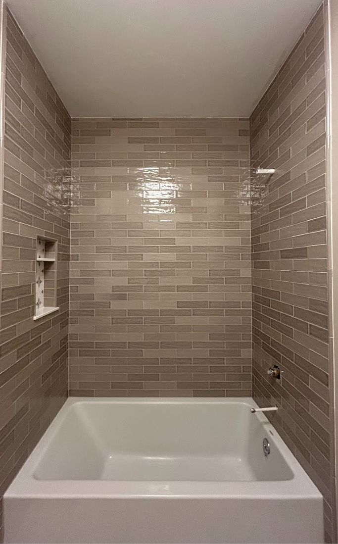 Taupe Tile Guest Bath | Raleigh, NC